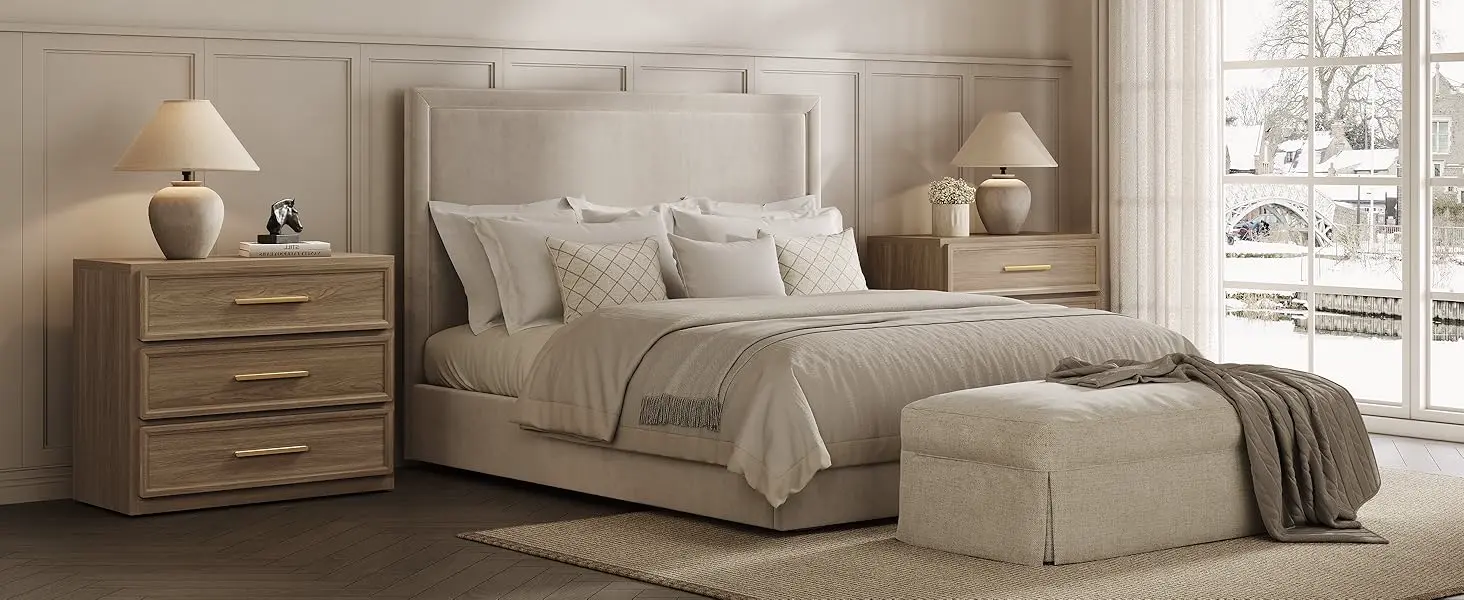 Noptieră înaltă premium cu sertare și accente aurii – imagine detaliu 4