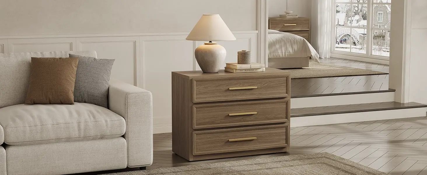 Noptieră înaltă premium cu sertare și accente aurii – imagine detaliu 5