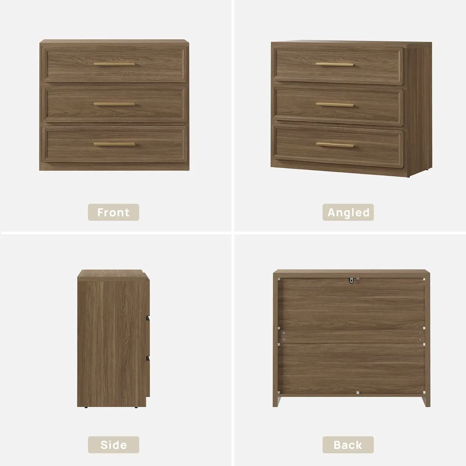 Noptieră înaltă premium cu 3 sertare și accente aurii, imagine 9